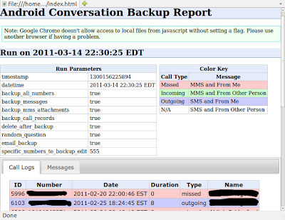 Android Conversation Backup Web View Screenshot